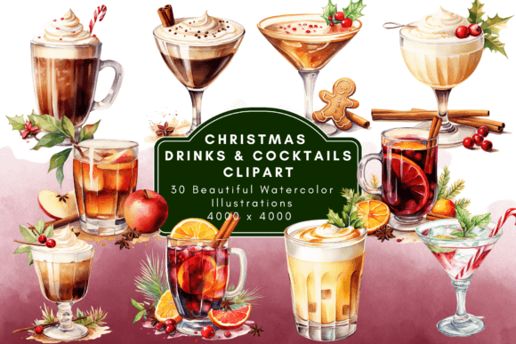 Christmas Drinks Cocktails Clipart: Illustrations Review