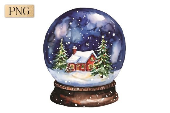 Christmas Eve Snow Globe PNG 7: Festive Illustrations for Branding