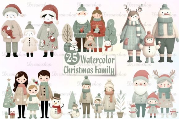 Christmas Family Sublimation Clipart Png Illustrations