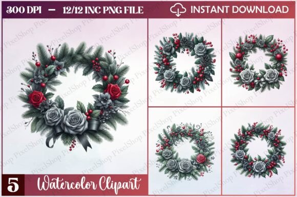 Christmas Gothic Wreath Clipart: Illustrations Review