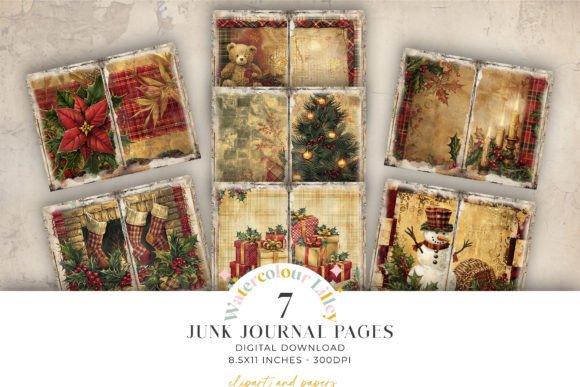 Christmas Junk Journal Paper: Festive Illustrations