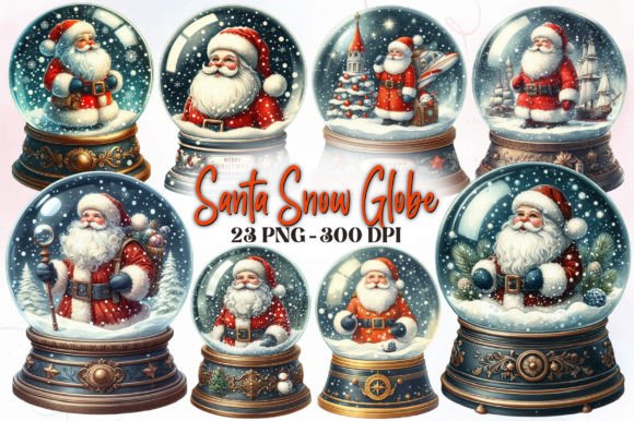 Christmas Santa Snow Globe Clipart for Festive Illustrations