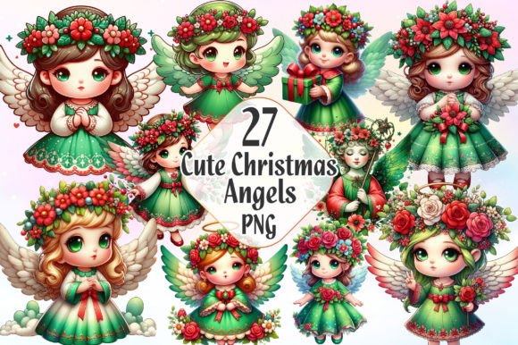 Cute Christmas Angels Sublimation Illustrations Review