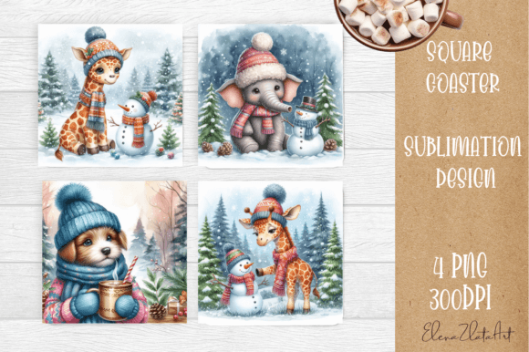 Cute Christmas Animal Coaster Design: Illustrations Review