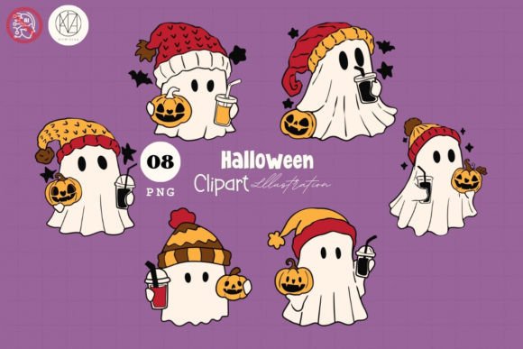 Cute Hooded Ghosts Illustrations for Festive Branding