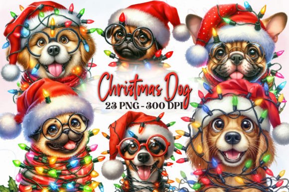 Funny Christmas Dog Watercolor Clipart: Illustrations Review