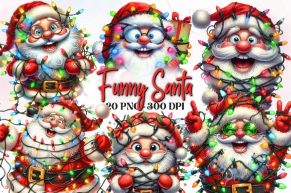 Funny Santa Claus Christmas Clipart Illustrations