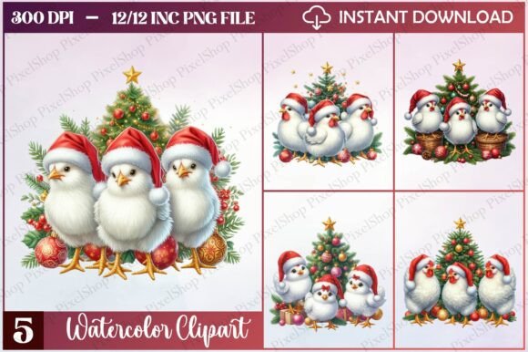 Merry Clucking Christmas Clipart: Festive Illustrations