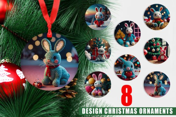Ornament Christmas Crochet Bunny Illustrations