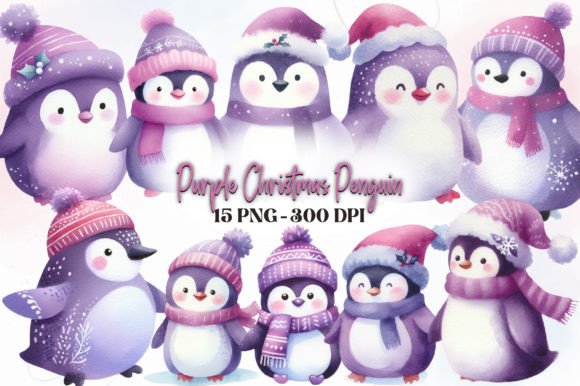Purple Christmas Penguin Clipart: Illustrations Review