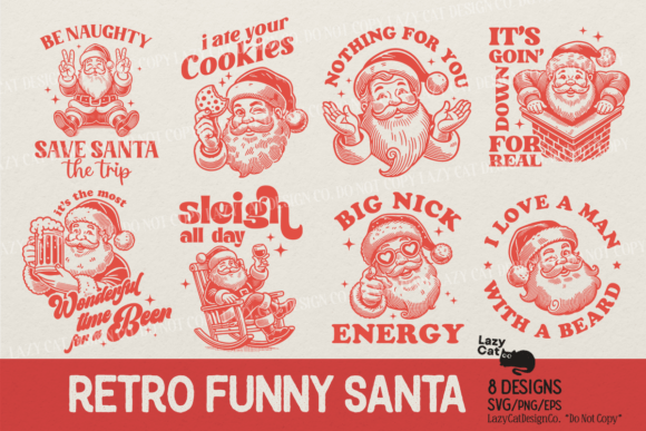 Retro Funny Santa SVG Bundle: Playful Illustrations
