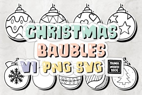 Reviewing Christmas Baubles V1 PNG SVG Illustrations