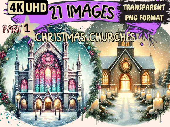 Reviewing Christmas Churches Clipart P1 for Stitching