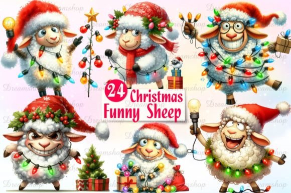 Reviewing Christmas Funny Sheep Clipart Illustrations