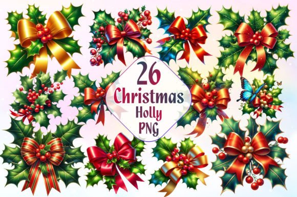 Reviewing Watercolor Christmas Holly Clipart for Stitching