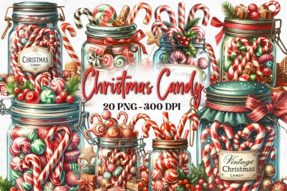 Watercolor Christmas Candy Clipart Review