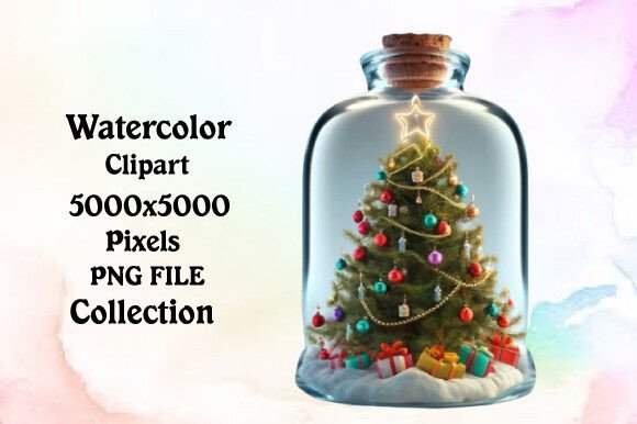 Watercolor Christmas Magic Jars Clipart Review